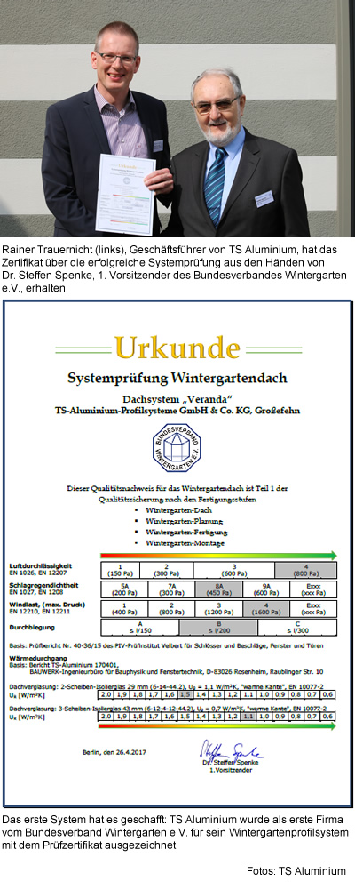 Zertifizierung Bundesverband Wintergarten e.V.